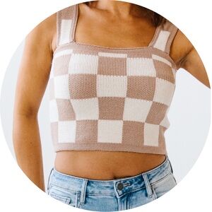 Checkered Sweater Tank Top size Large